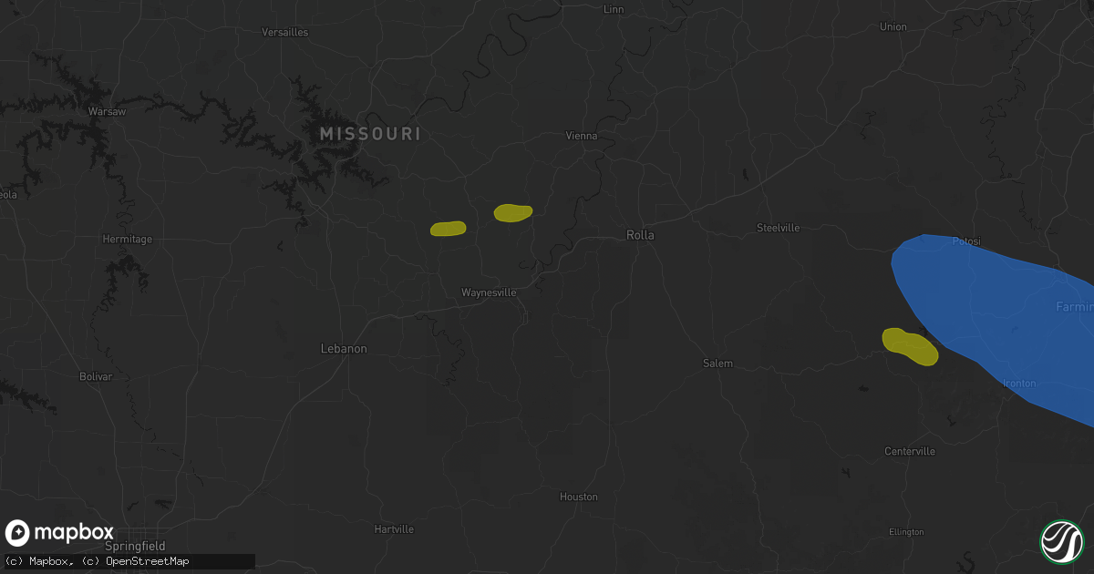 Hail map in Devils Elbow, MO on May 31, 2026