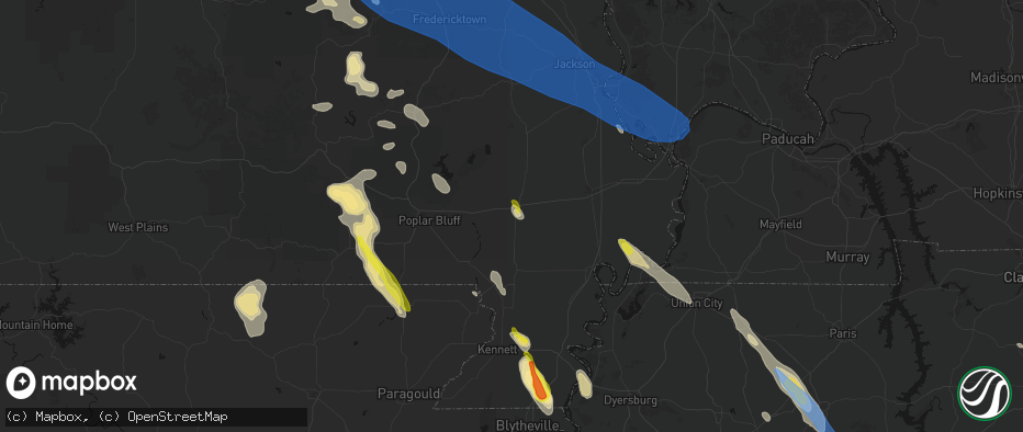 Hail map in Dexter, MO on May 31, 2026
