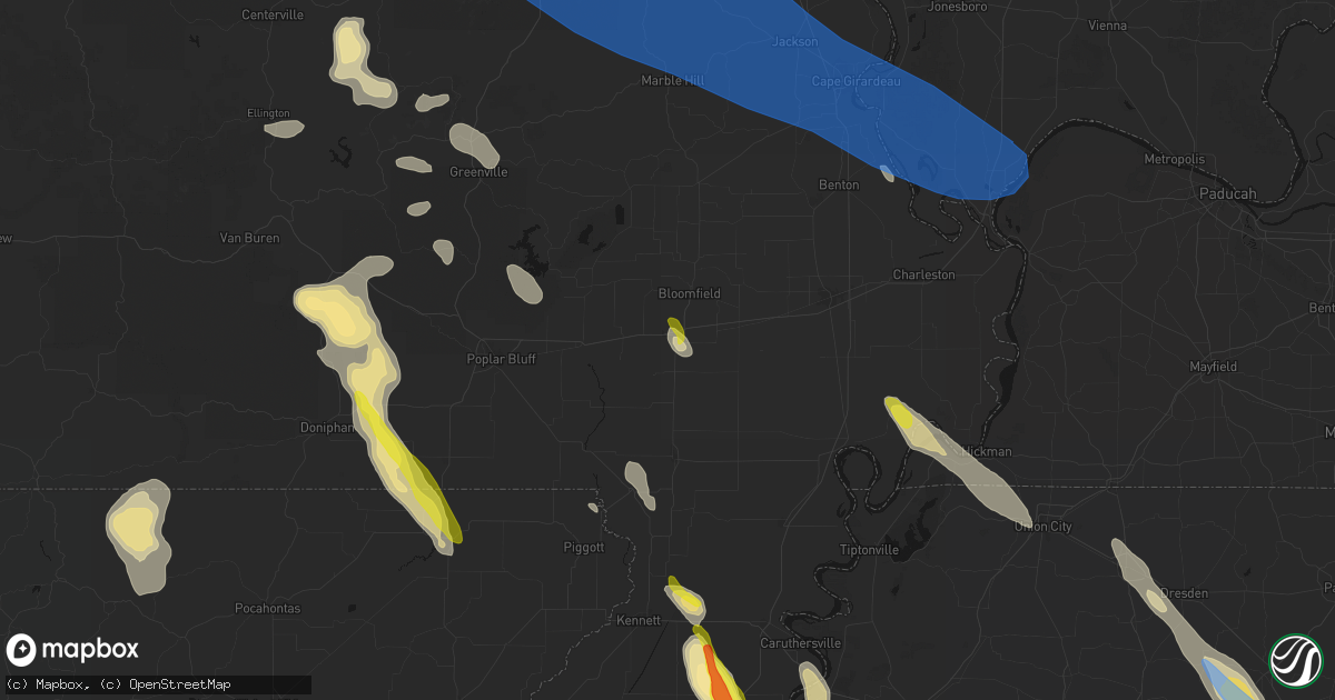 Hail map in Dexter, MO on May 31, 2026