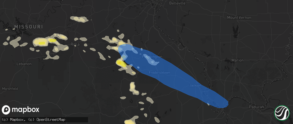 Hail map in Doe Run, MO on May 31, 2026