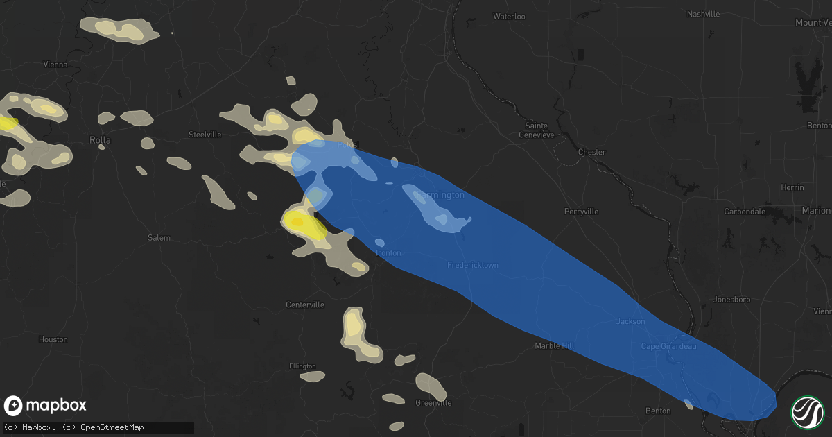 Hail map in Doe Run, MO on May 31, 2026