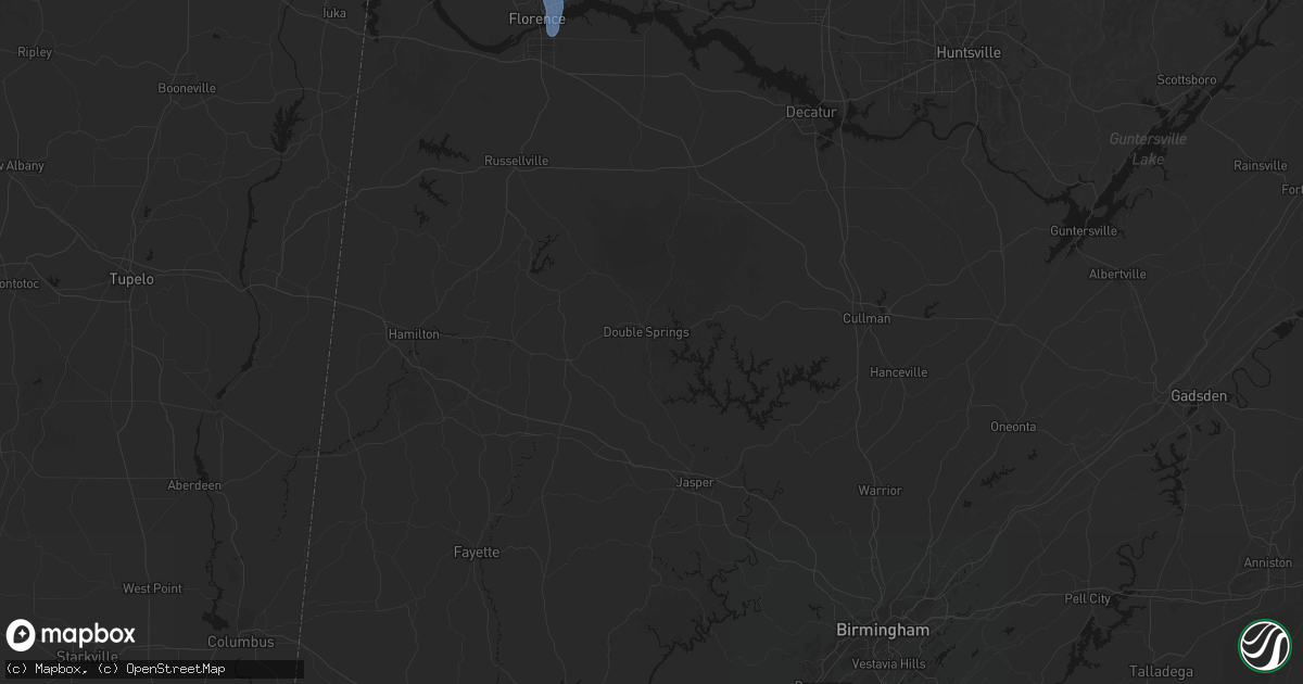 Hail map in Double Springs, AL on May 31, 2026