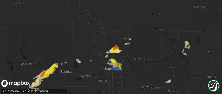 Hail map in Edgerton, MO on May 31, 2026