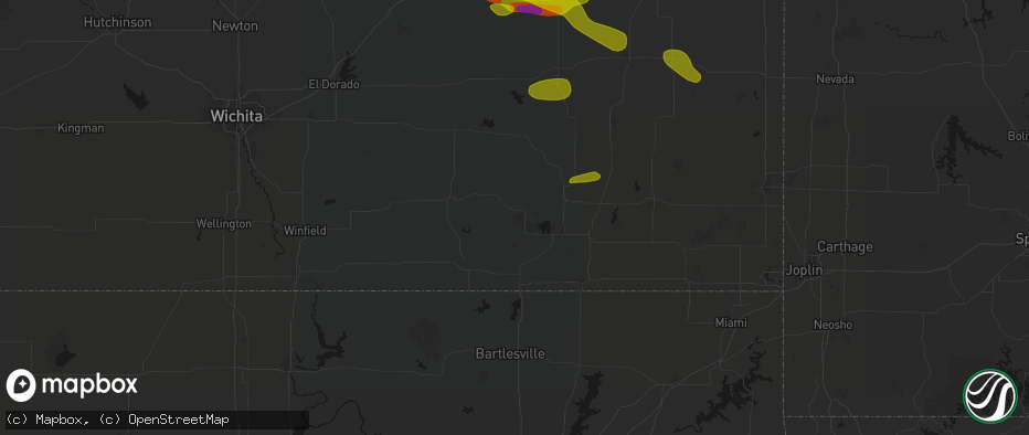 Hail map in Elk City, KS on May 31, 2026