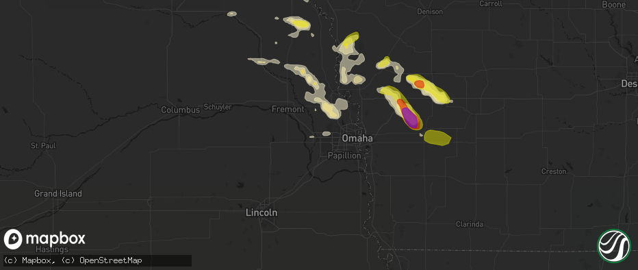 Hail map in Elkhorn, NE on May 31, 2026