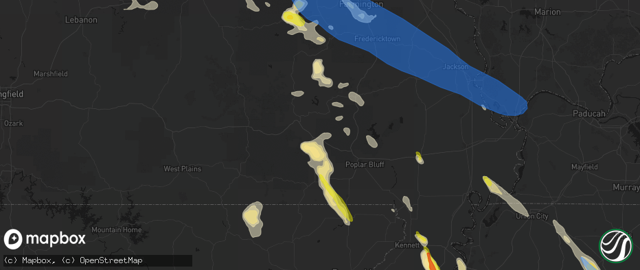 Hail map in Ellsinore, MO on May 31, 2026