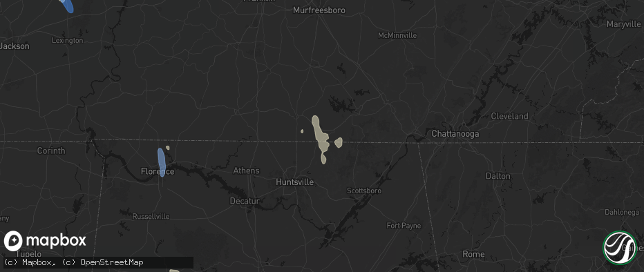 Hail map in Elora, TN on May 31, 2026