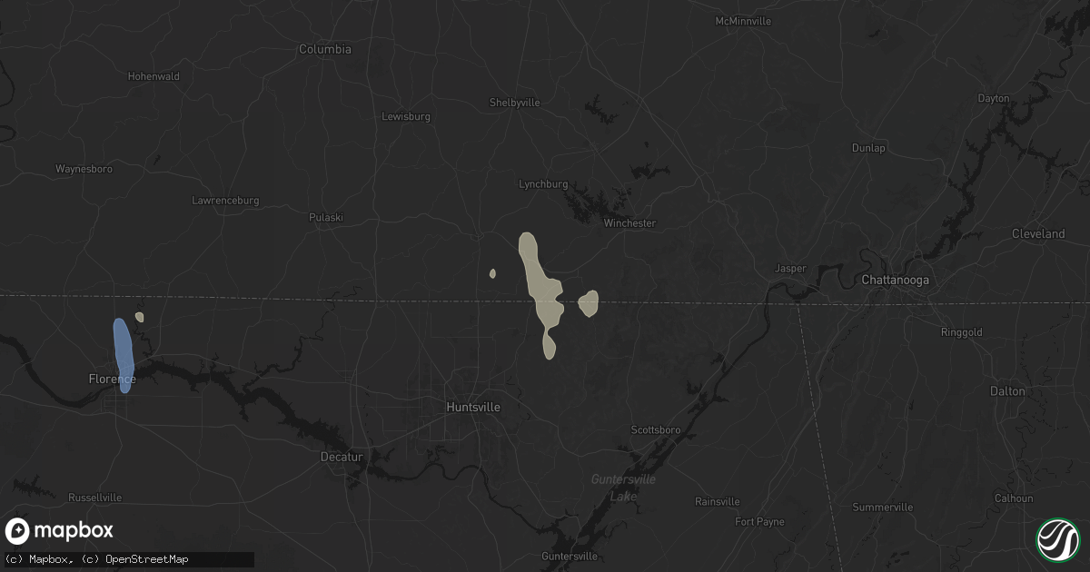 Hail map in Elora, TN on May 31, 2026