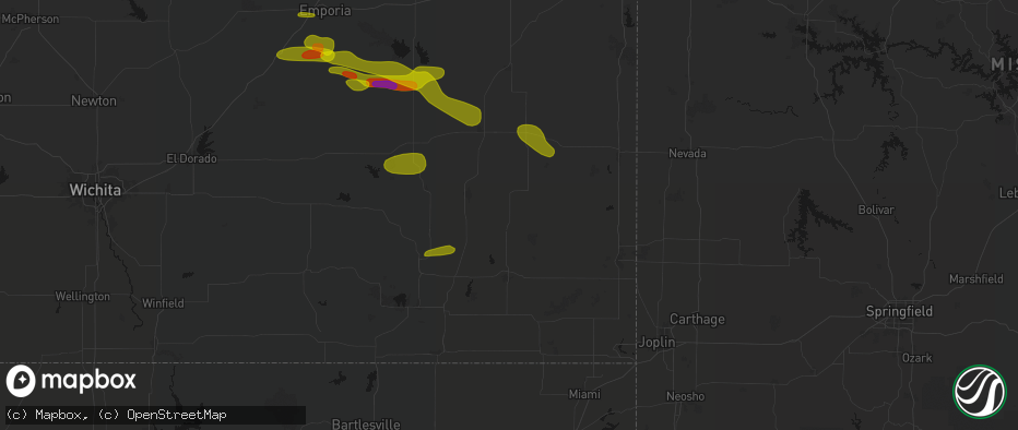 Hail map in Erie, KS on May 31, 2026