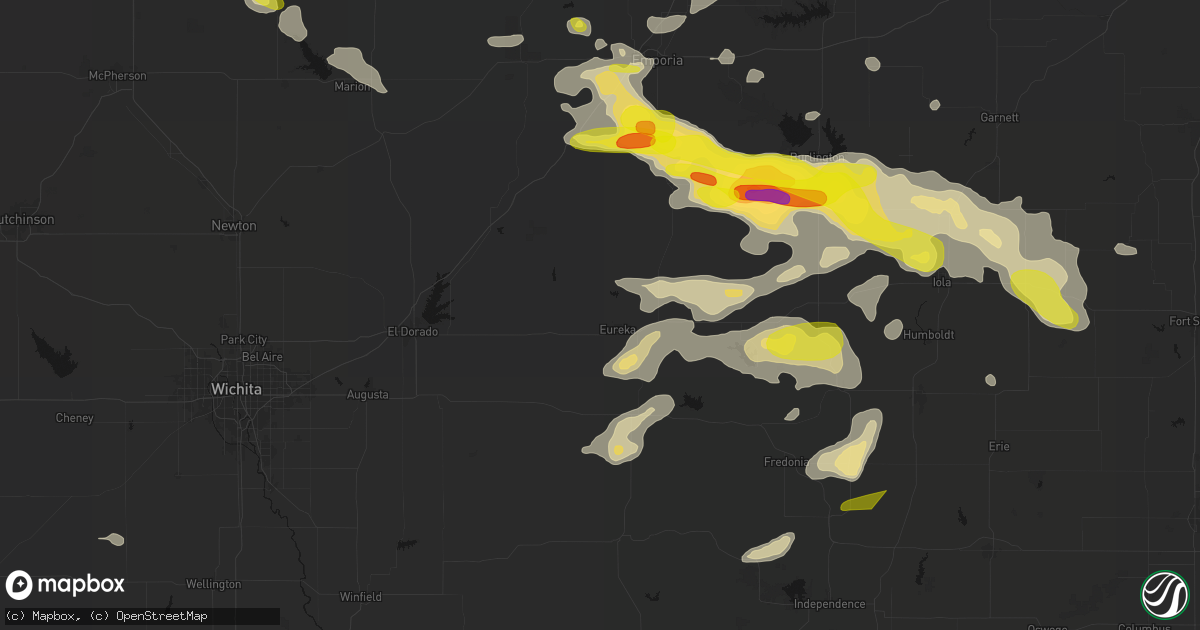 Hail map in Eureka, KS on May 31, 2026
