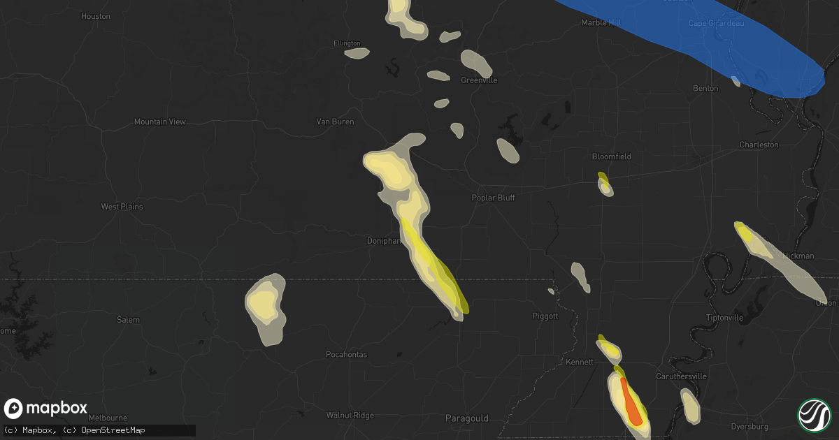 Hail map in Fairdealing, MO on May 31, 2026