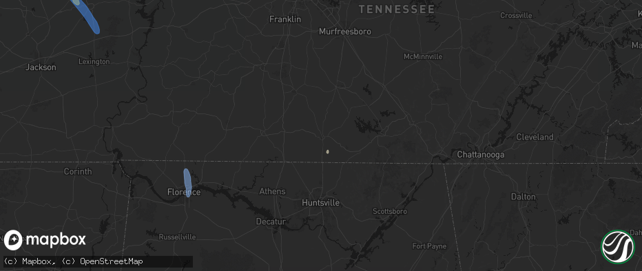 Hail map in Fayetteville, TN on May 31, 2026