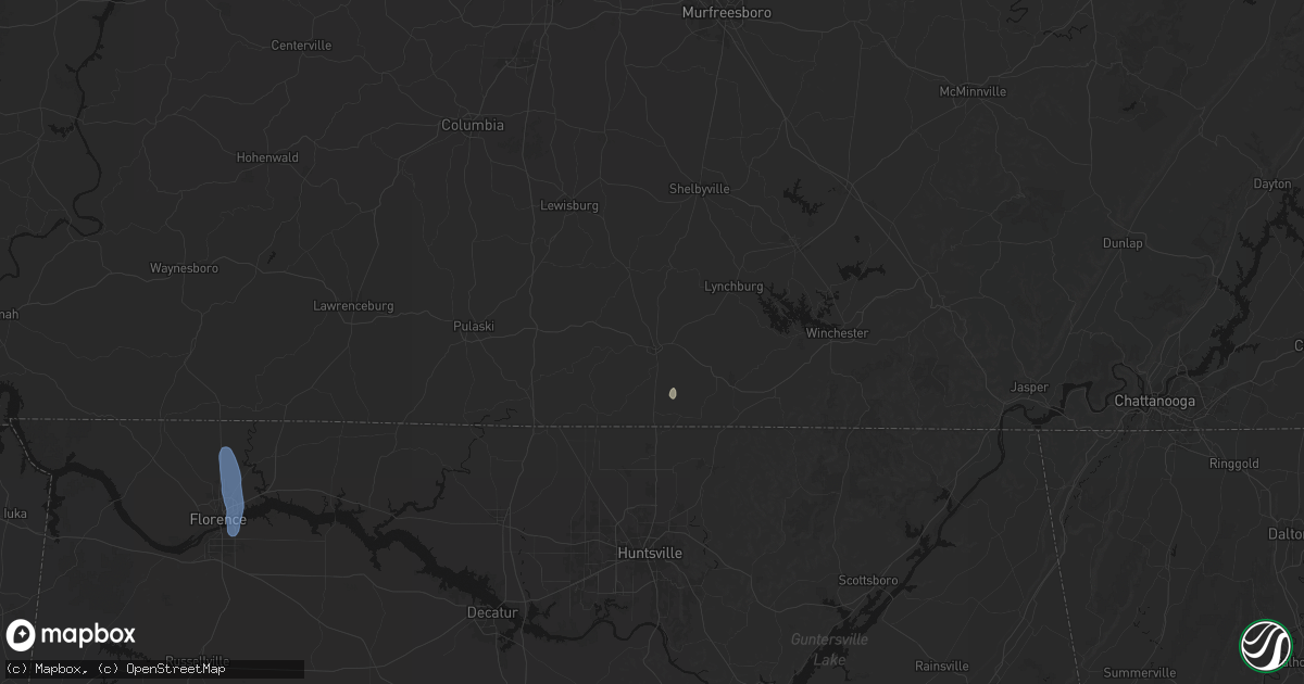 Hail map in Fayetteville, TN on May 31, 2026