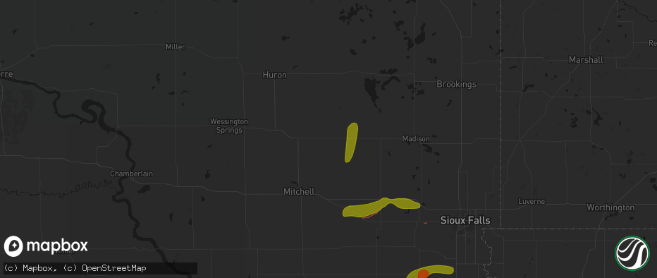 Hail map in Fedora, SD on May 31, 2026