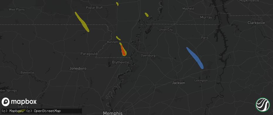 Hail map in Finley, TN on May 31, 2026