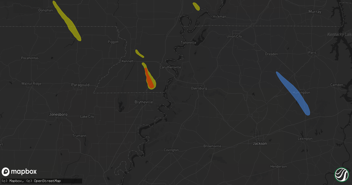 Hail map in Finley, TN on May 31, 2026