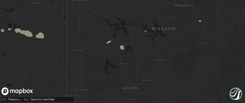 Hail map in Flemington, MO on May 31, 2026