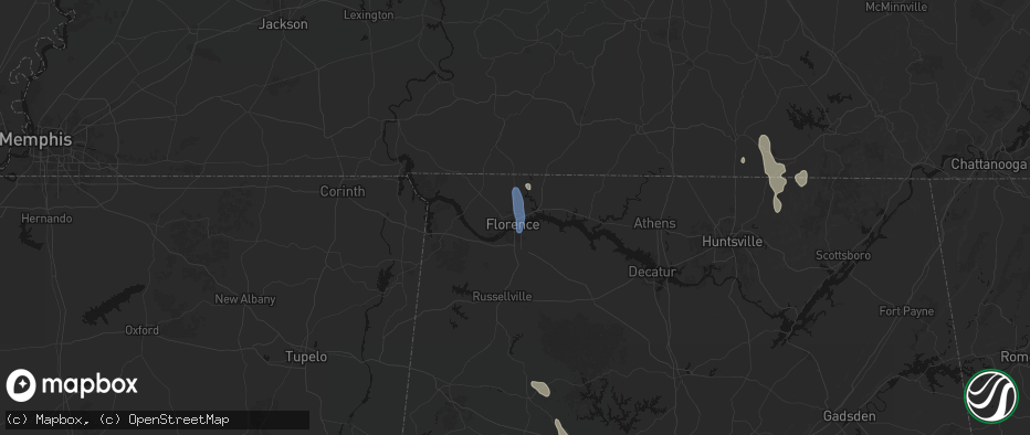 Hail map in Florence, AL on May 31, 2026