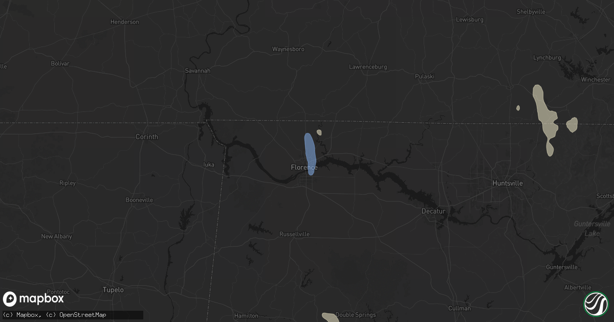 Hail map in Florence, AL on May 31, 2026