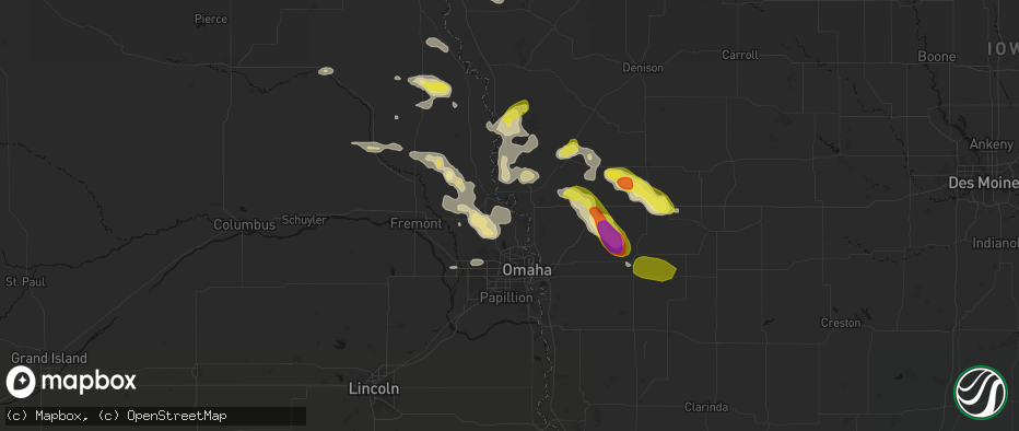 Hail map in Fort Calhoun, NE on May 31, 2026