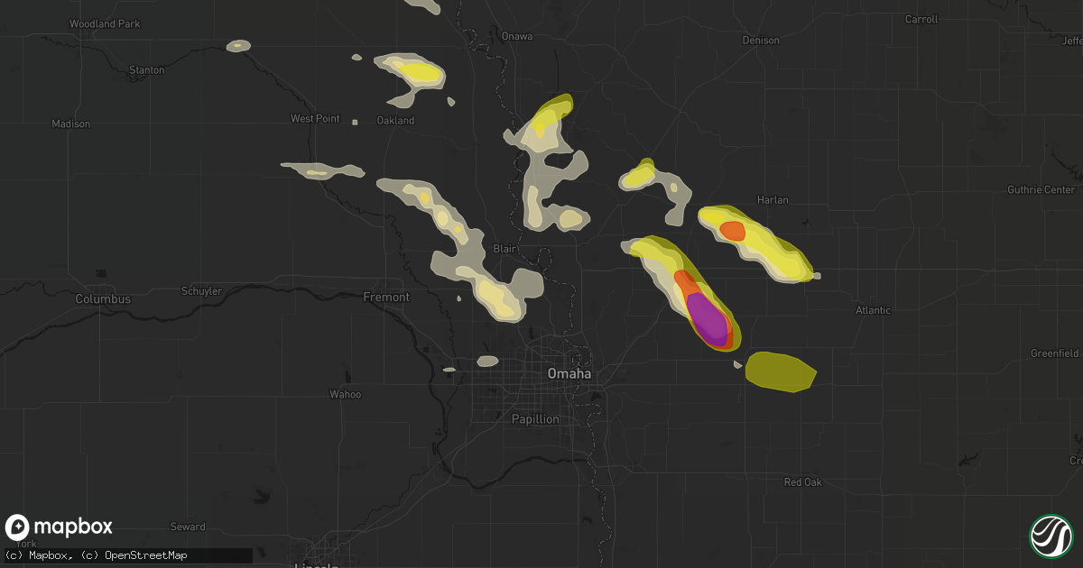 Hail map in Fort Calhoun, NE on May 31, 2026