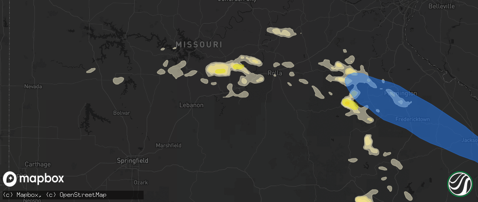 Hail map in Fort Leonard Wood, MO on May 31, 2026