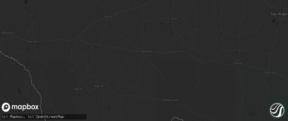 Hail map in Fort Stockton, TX on May 31, 2026