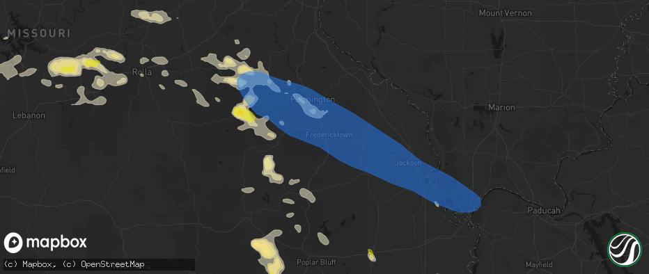 Hail map in Fredericktown, MO on May 31, 2026