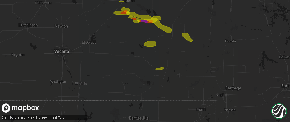 Hail map in Fredonia, KS on May 31, 2026