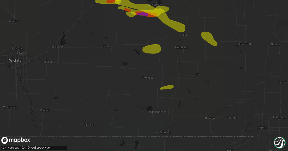 Hail map in Fredonia, KS on May 31, 2026
