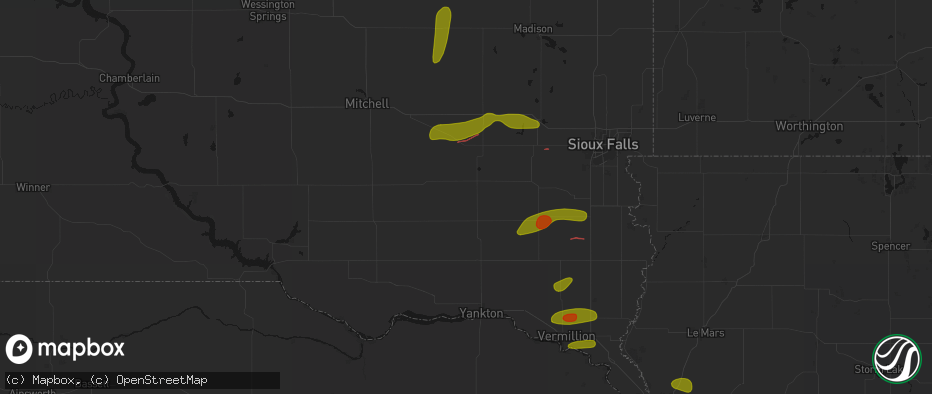 Hail map in Freeman, SD on May 31, 2026