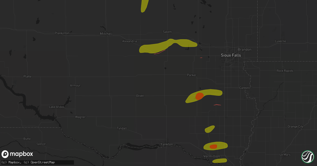 Hail map in Freeman, SD on May 31, 2026