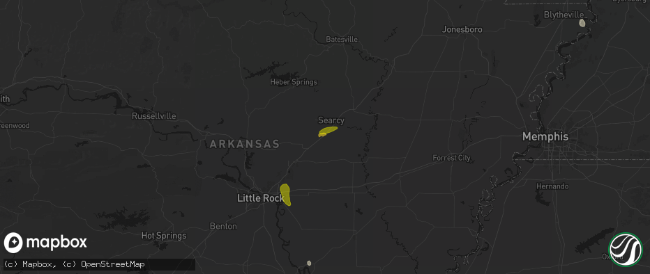 Hail map in Garner, AR on May 31, 2026