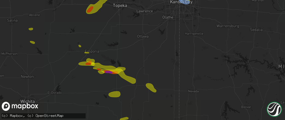 Hail map in Garnett, KS on May 31, 2026