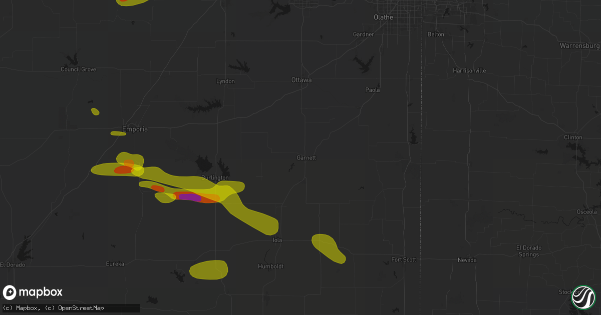 Hail map in Garnett, KS on May 31, 2026