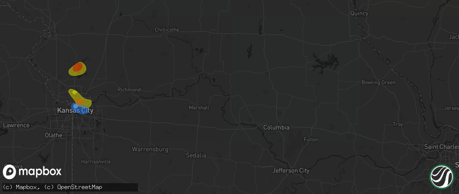 Hail map in Glasgow, MO on May 31, 2026