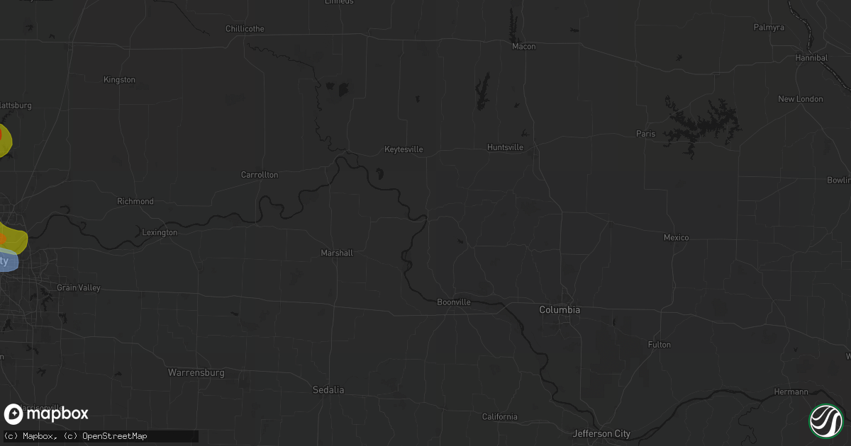 Hail map in Glasgow, MO on May 31, 2026