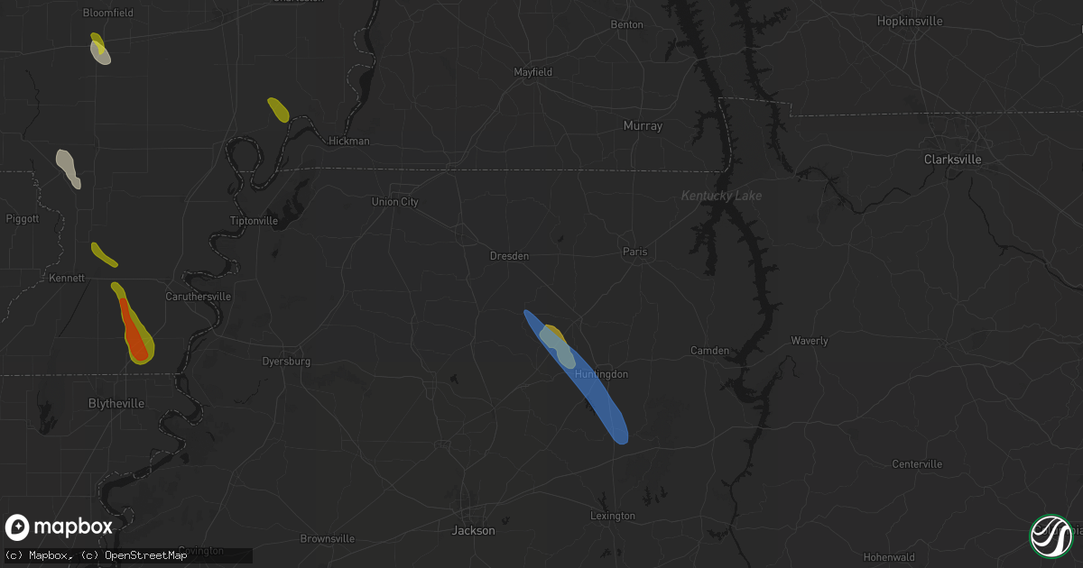 Hail map in Gleason, TN on May 31, 2026