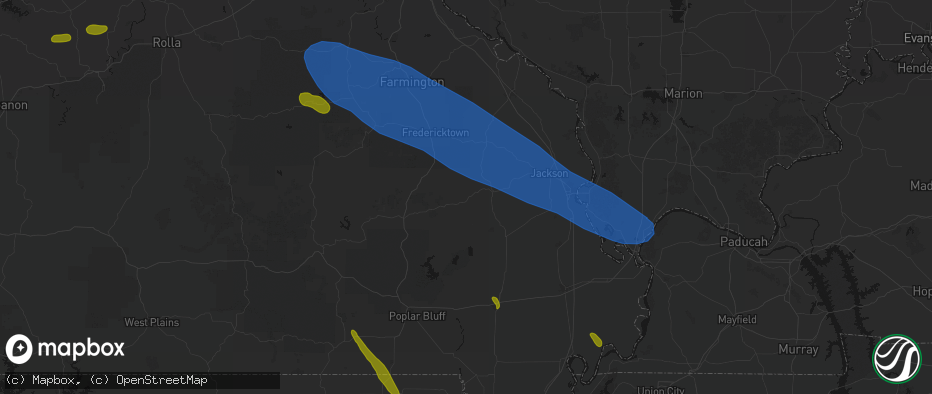 Hail map in Glenallen, MO on May 31, 2026