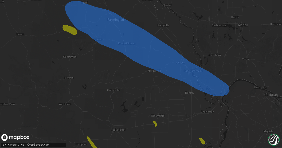 Hail map in Glenallen, MO on May 31, 2026