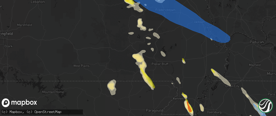 Hail map in Grandin, MO on May 31, 2026