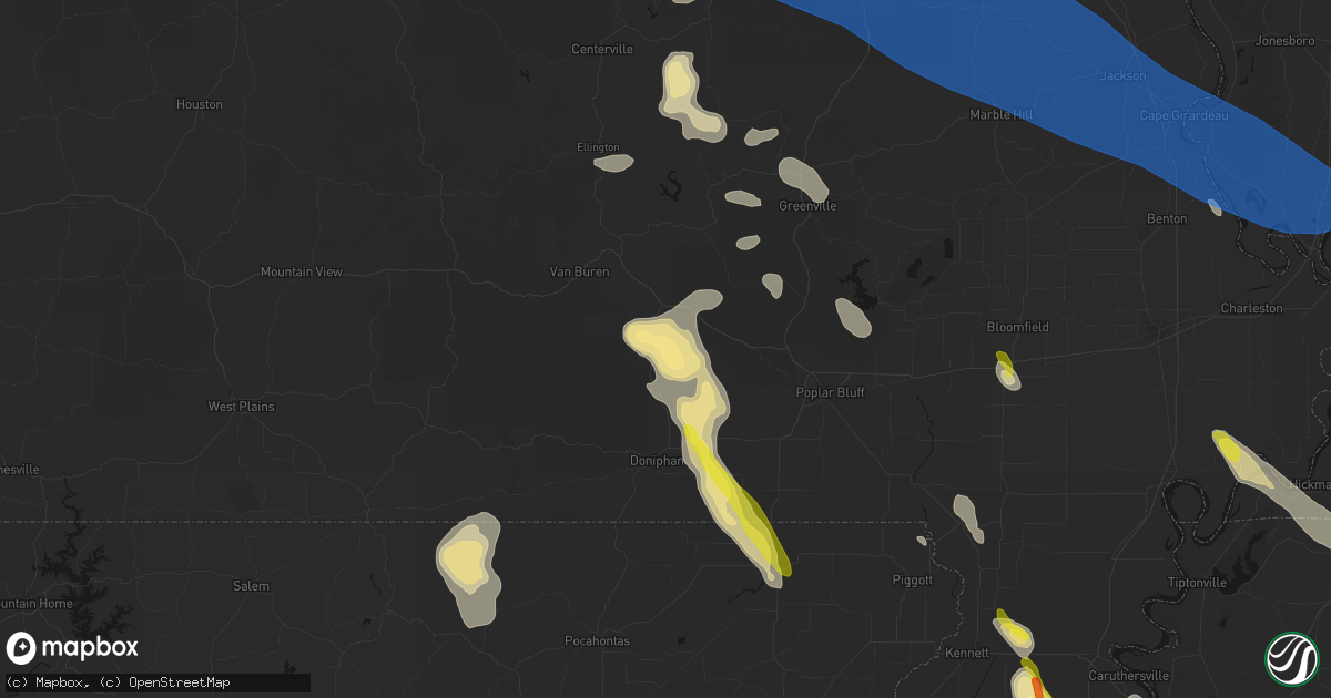 Hail map in Grandin, MO on May 31, 2026