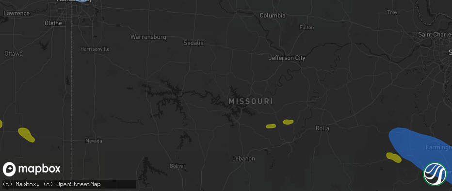 Hail map in Gravois Mills, MO on May 31, 2026