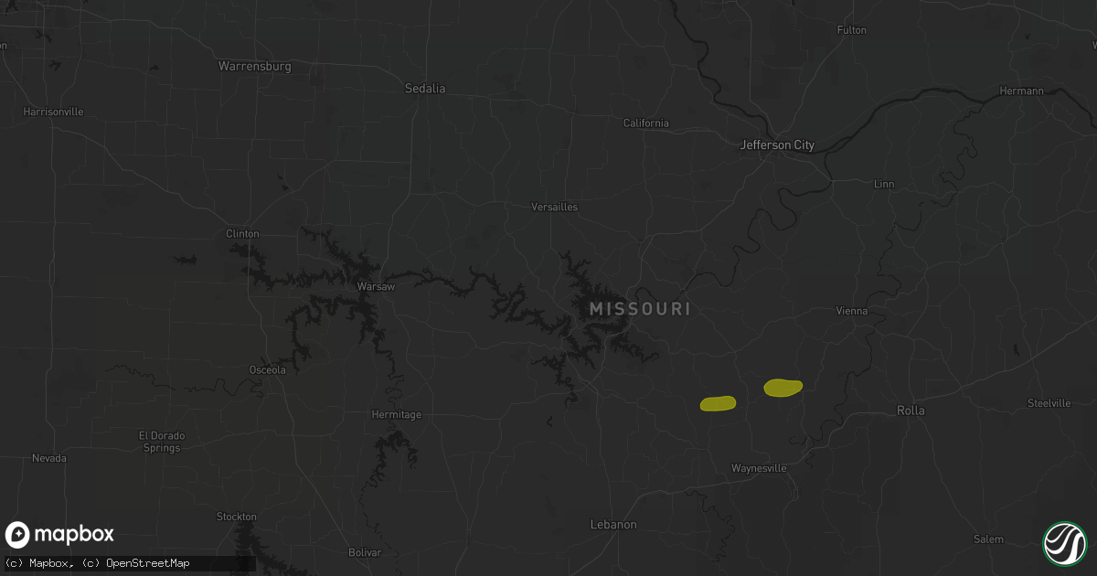 Hail map in Gravois Mills, MO on May 31, 2026
