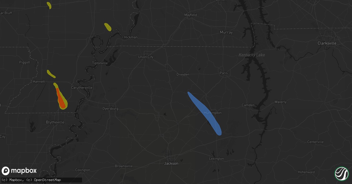 Hail map in Greenfield, TN on May 31, 2026