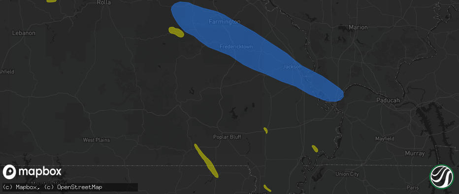Hail map in Greenville, MO on May 31, 2026
