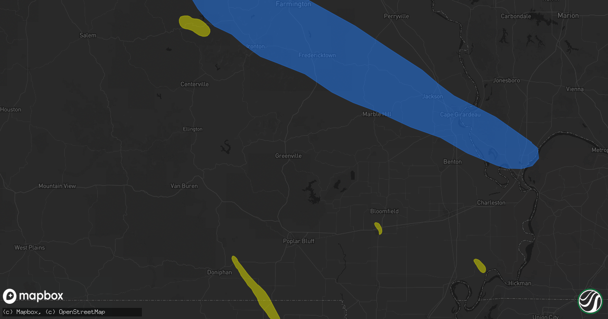 Hail map in Greenville, MO on May 31, 2026