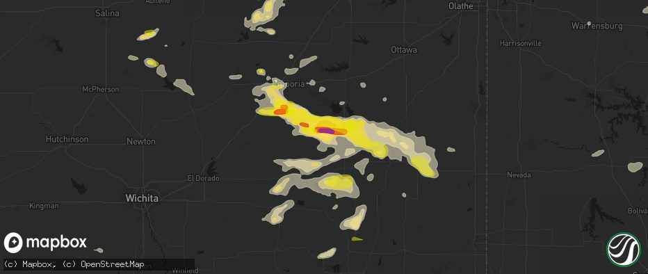 Hail map in Gridley, KS on May 31, 2026
