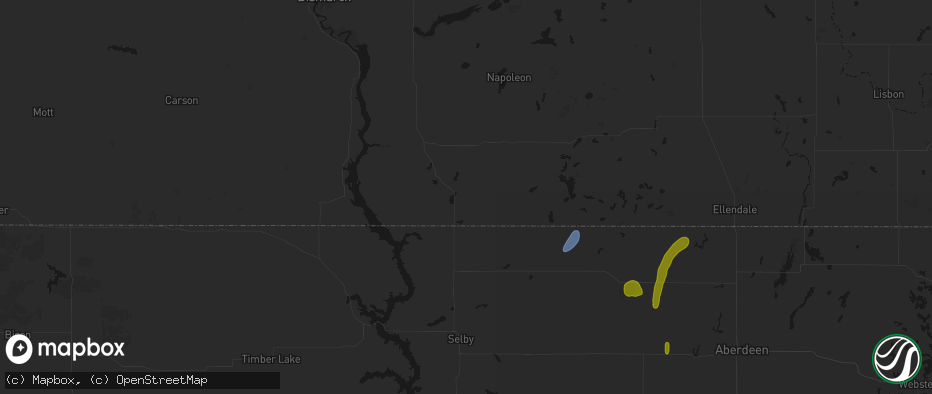 Hail map in Hague, ND on May 31, 2026