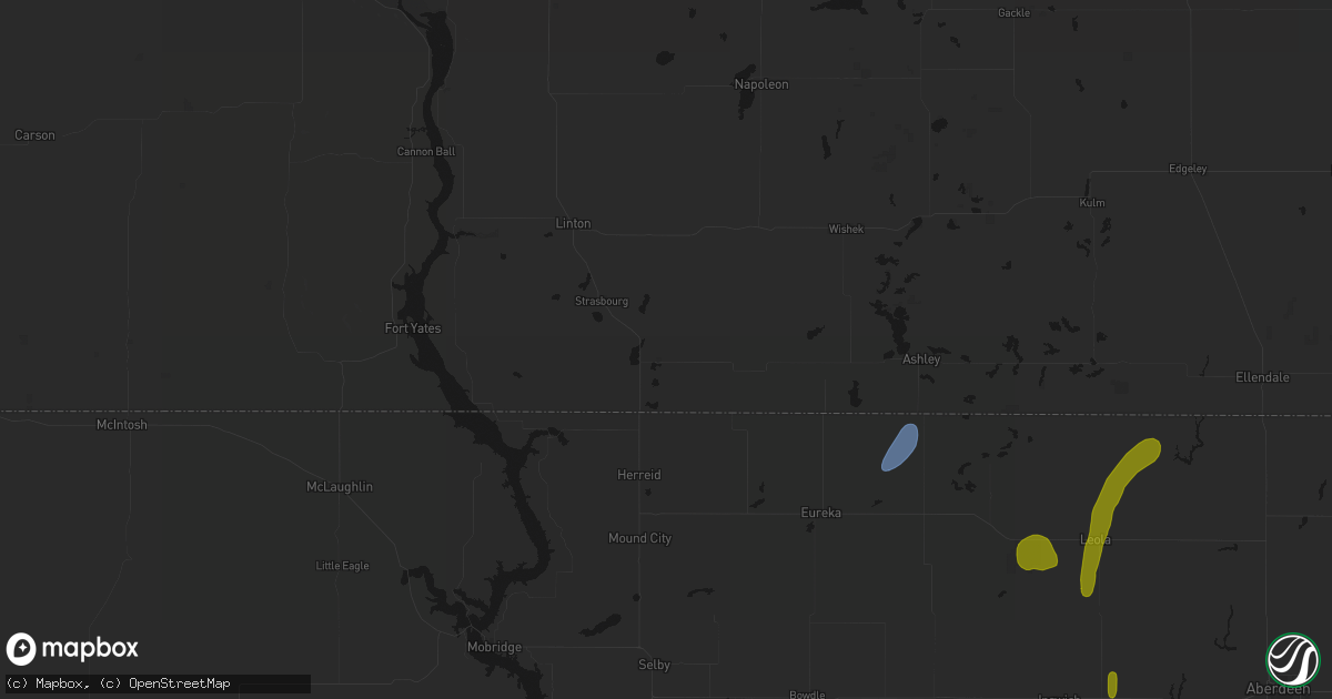 Hail map in Hague, ND on May 31, 2026